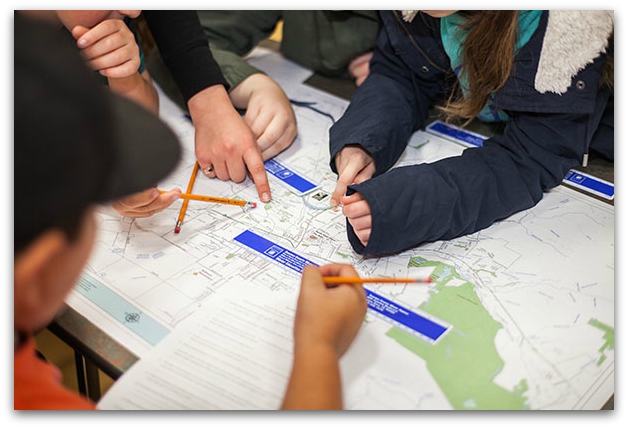 Students and a Map